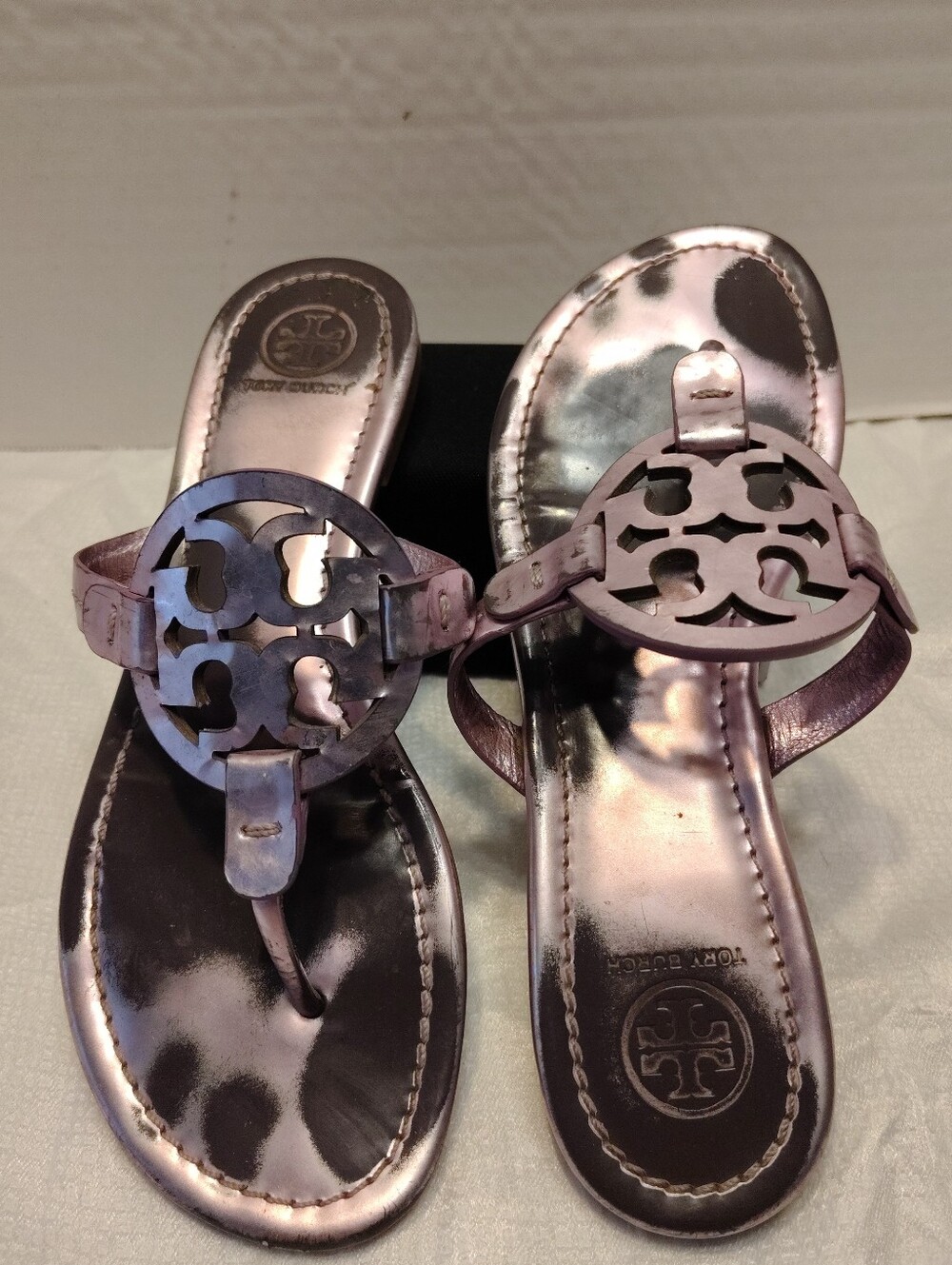 Tory Burch Logo Metallic Sandals # 7 US